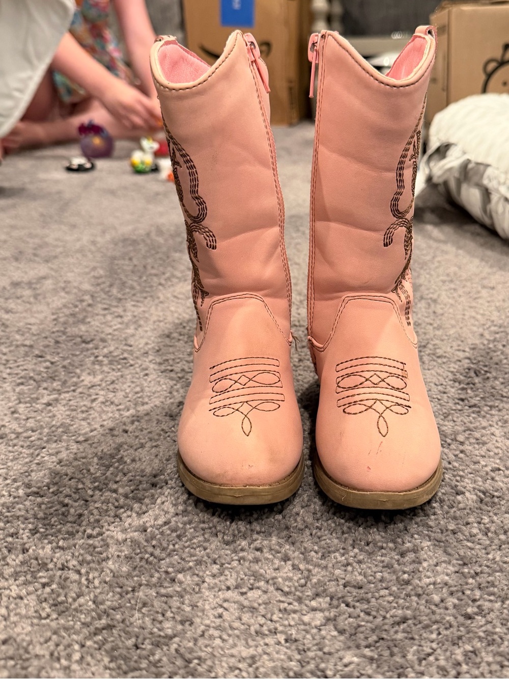 Pink Embroidered Girls' Cowgirl Boots